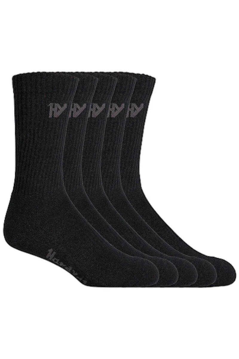 10 x Mens Hard Yakka Crew Work Black Workwear Socks Y20035