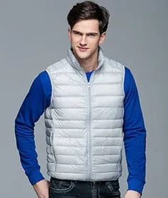 2018 New Winter Men 90% White Duck Down Vest Portable Ultra Light Sleeveless Jacket Portable Waistcoat for Men