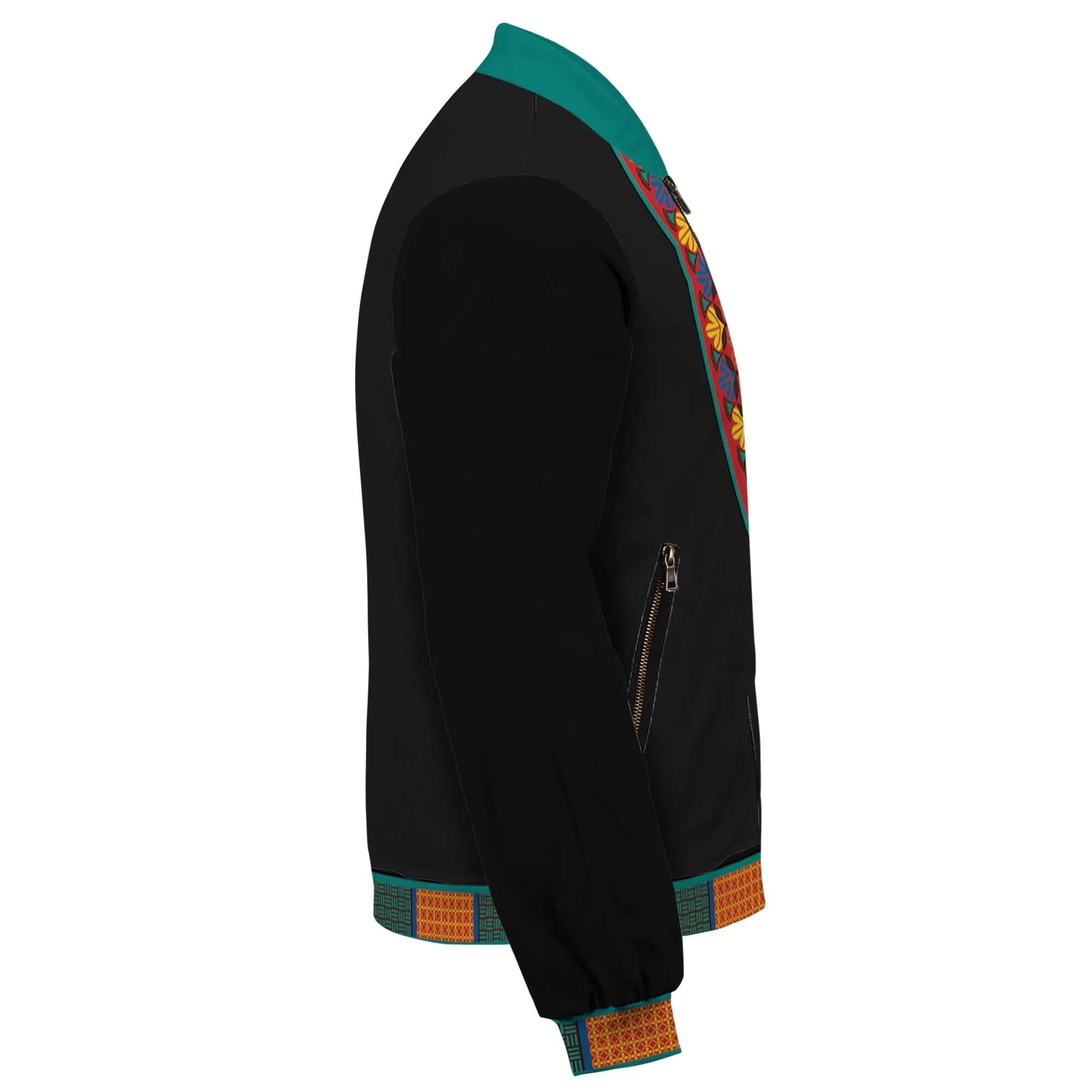 African-Inspired Patterns Printed Bomber Jacket