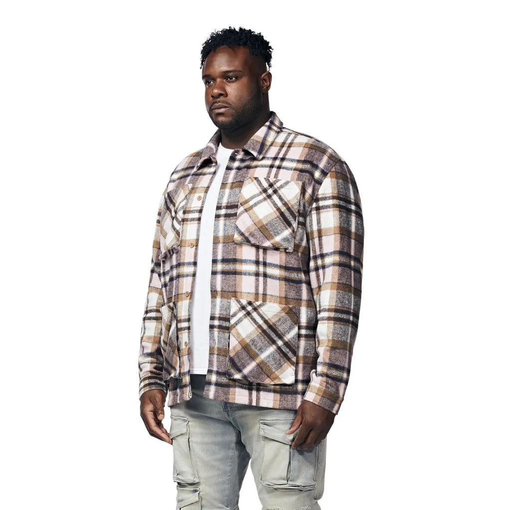 Big and Tall Plaid Flannel Overshirt - Himalaya