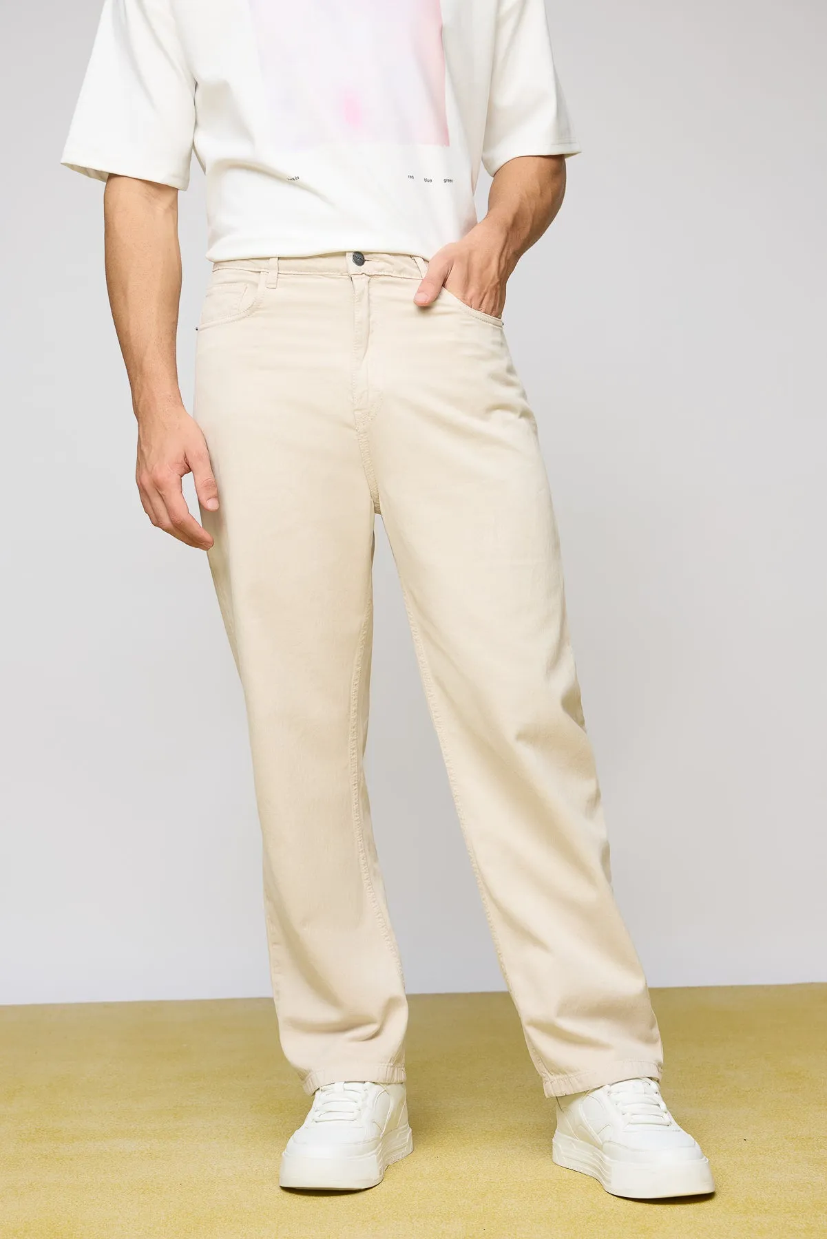 Classic Cream Mens Straight Fit Jeans optimized for e-commerce with additional modifiers could be:

Mens Classic Cream-Colored Straight Fit Premium Denim Jeans