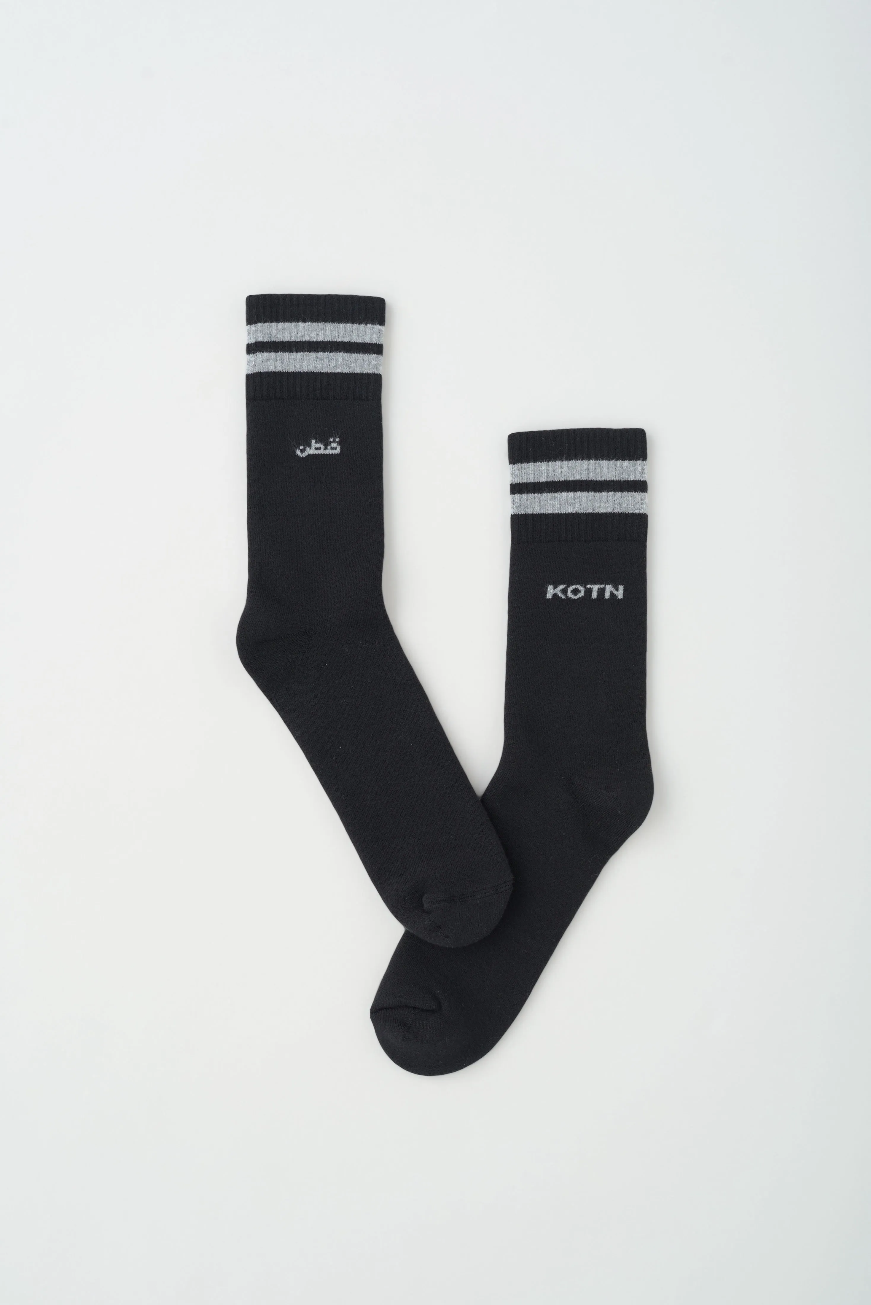 Crew Socks in Black/Heather Stripe