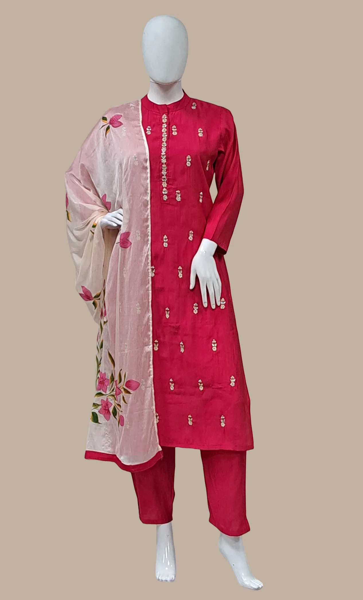 Deep Cerise Embroidered Punjabi