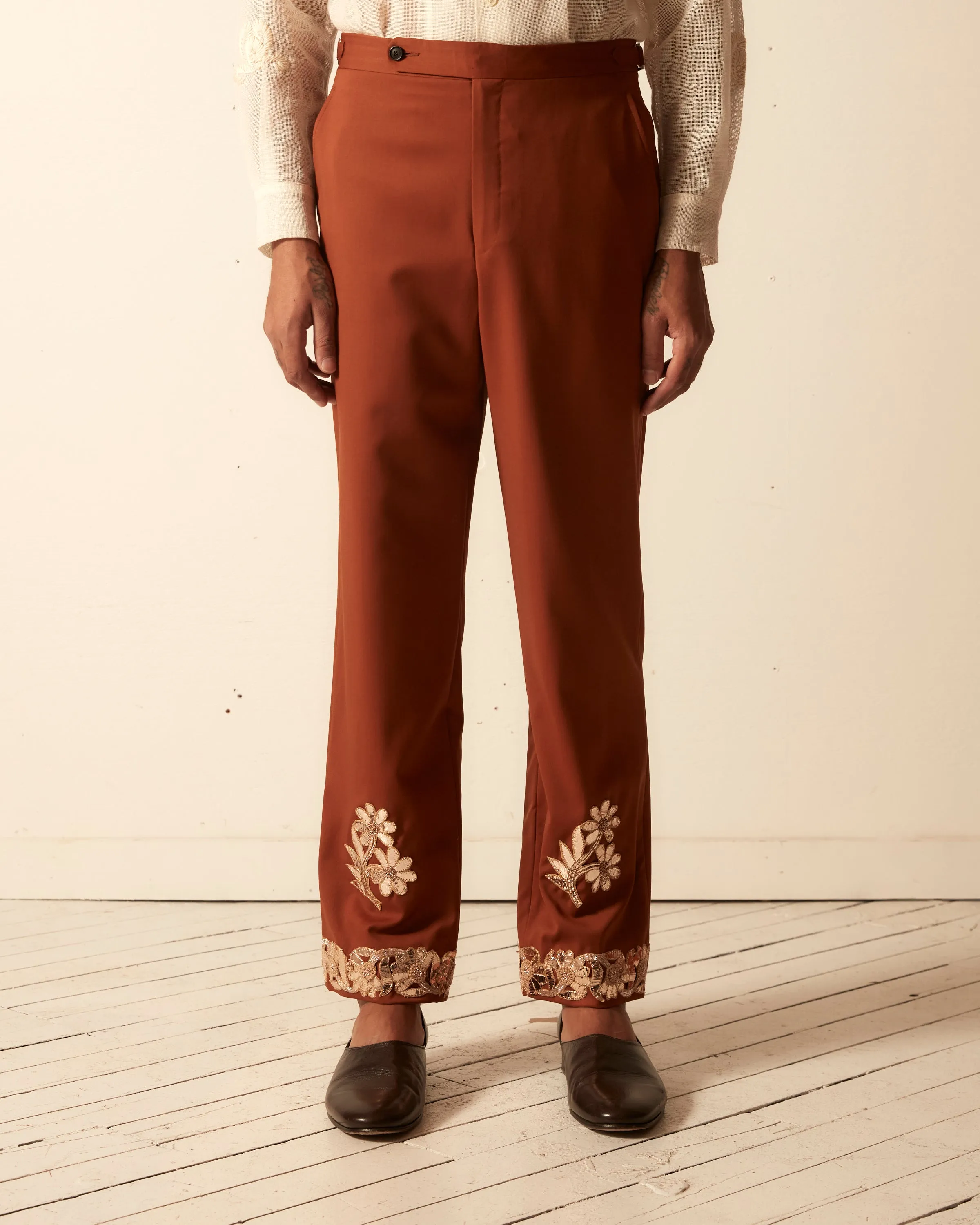 Gilded Floral Suiting Trouser