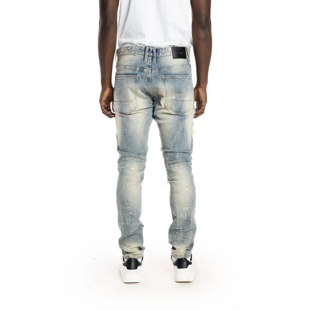 Heavy Rip & Repair Fashion Jeans - Chester Blue