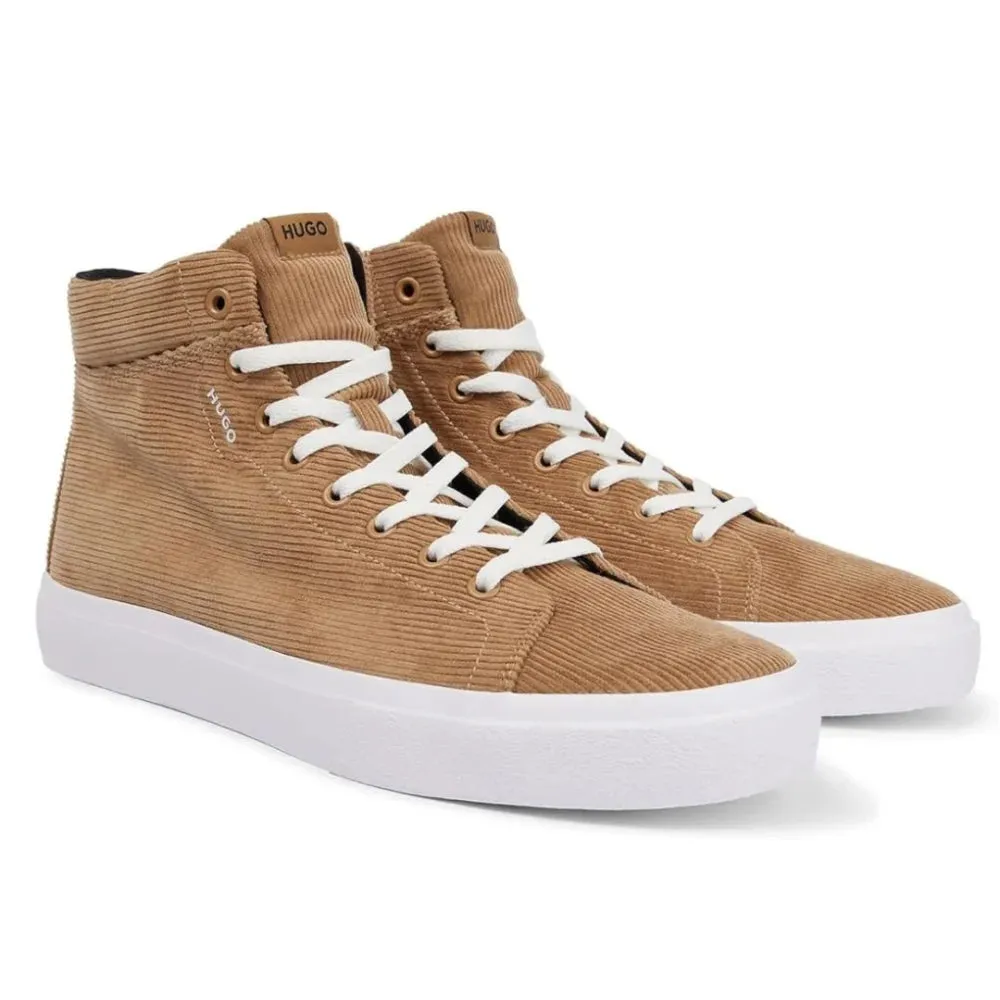 HUGO BOSS Mens Dyer High-Top Corduroy Sneakers in Tan - Style 50480711