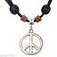 JD Women Men Peace Symbol Brief Pendant Leather Zinc Alloy Necklace