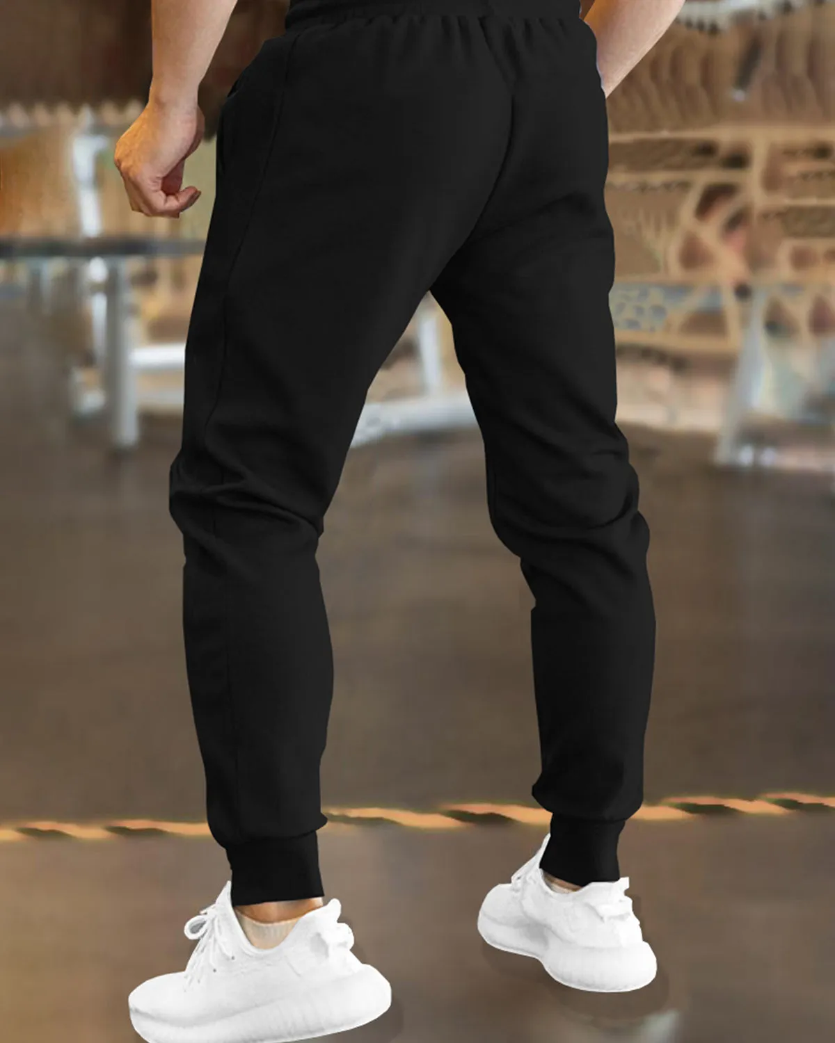 Men Black TrackPant with Cuffed Ankles