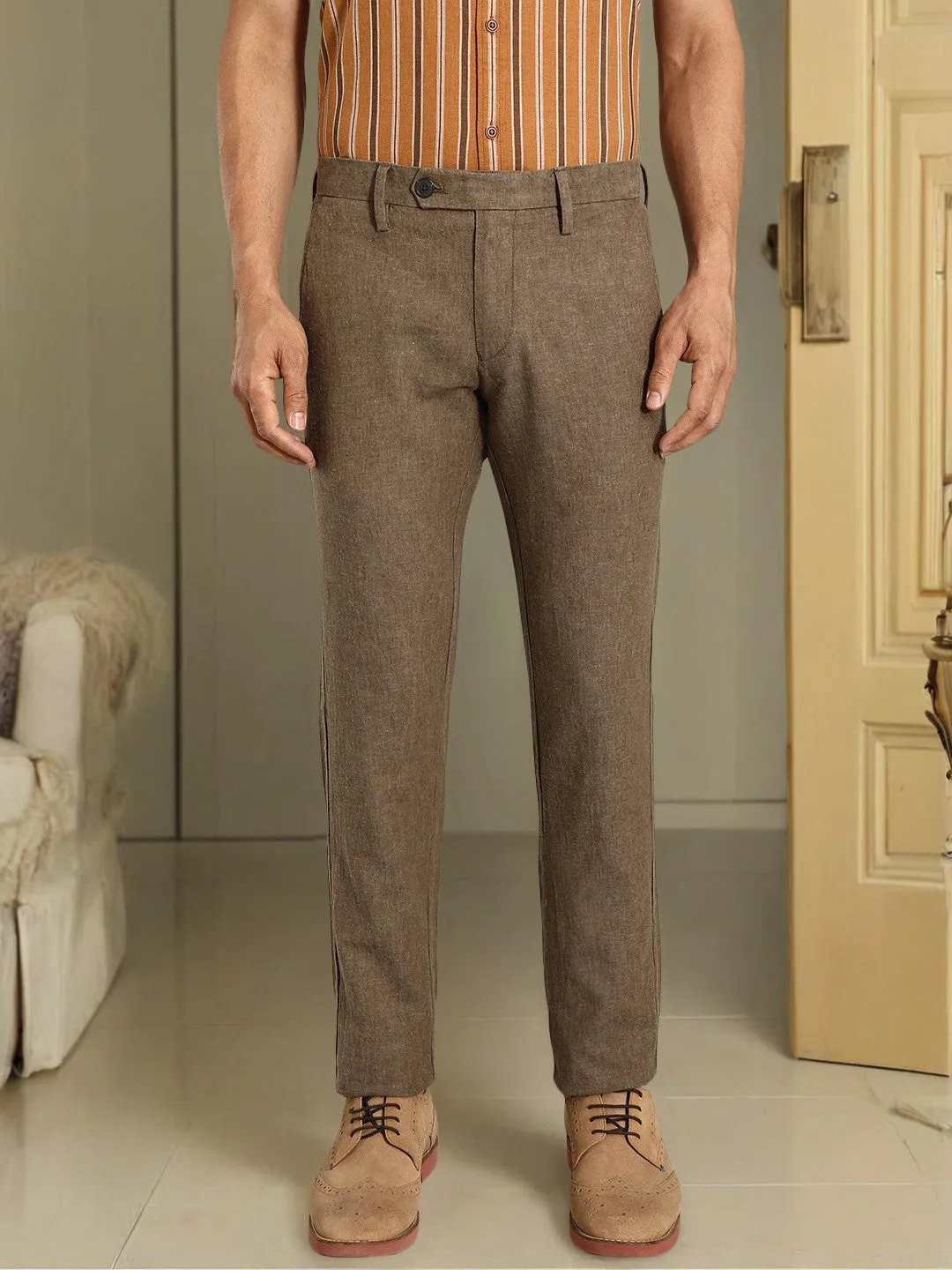 Men Brooklyn Fit Linen Blend Trouser