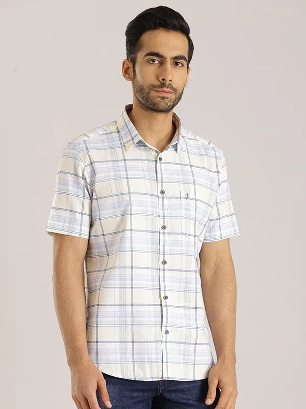 Men Checked Half Sleeve Cotton Shirt