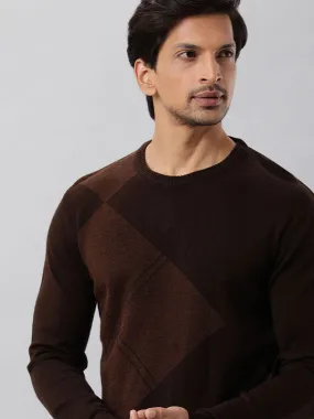 Men Jacquard Full Sleeve Crew Neck Sweater