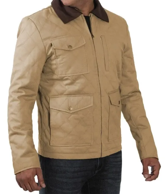 Mens Lightweight Beige Cotton Jacket