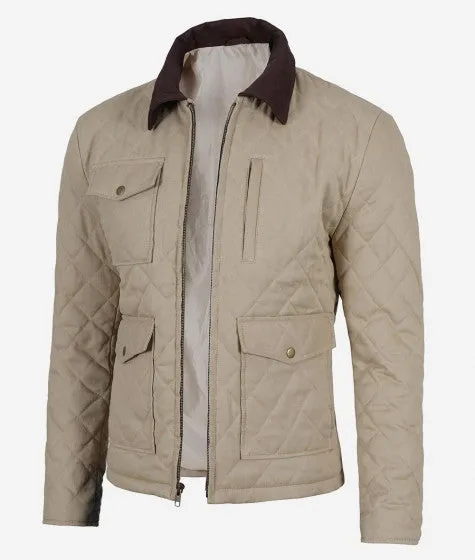 Mens Lightweight Beige Cotton Jacket