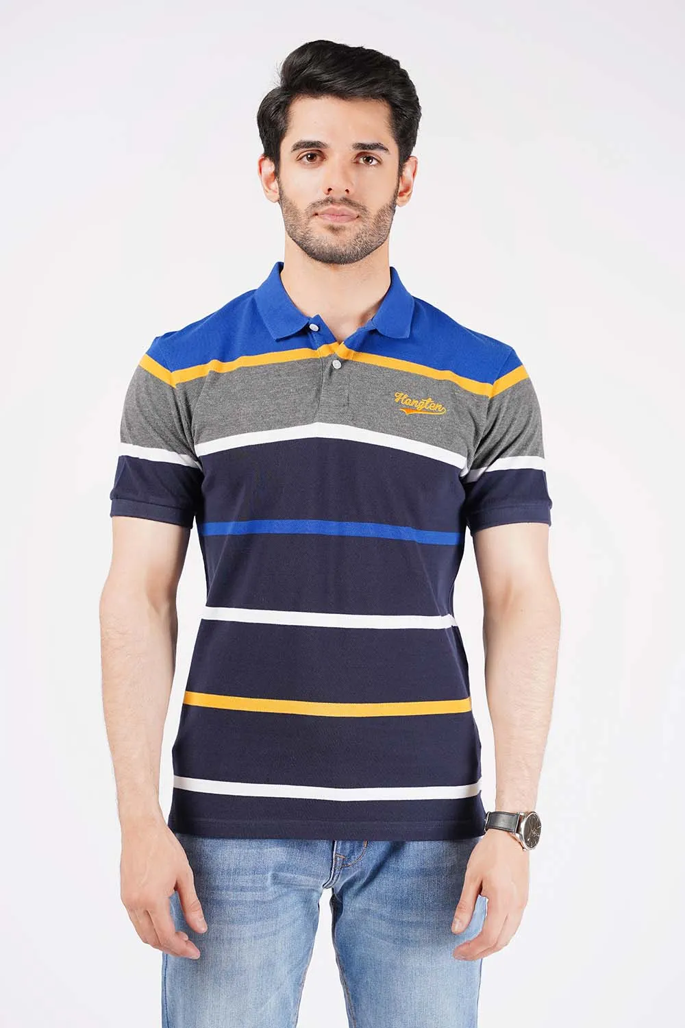 Men's Short Sleeves Yarn Dyed Polo