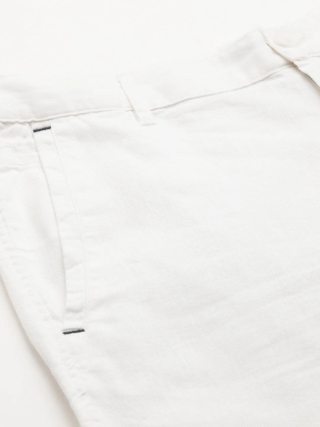 Men's White Cotton Linen Regular Fit Shorts