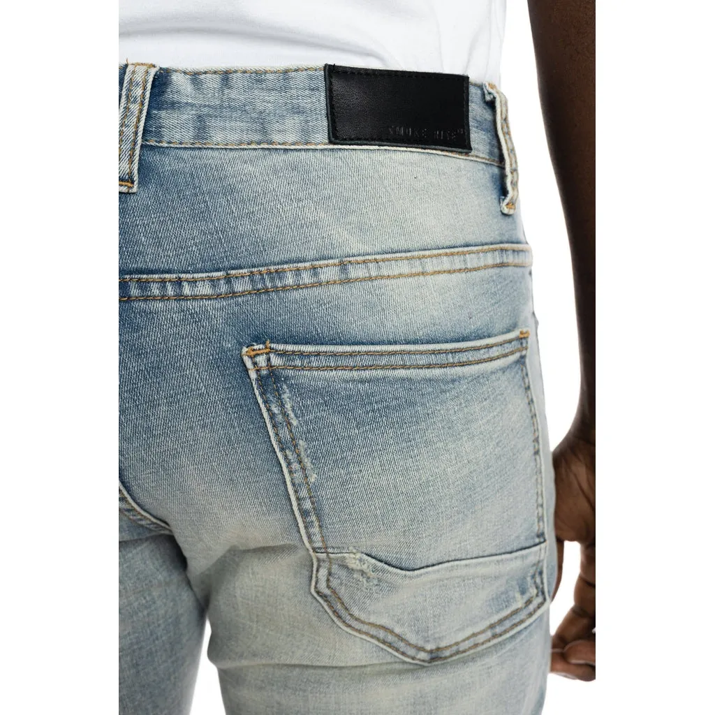 Rip And Repair Semi Basic Jeans - Bowery Blue