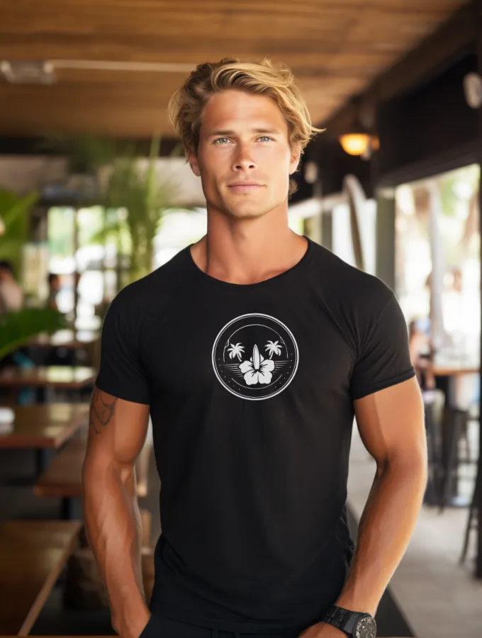 TROPIC TEE - VINTAGE SURF SERIES - BLACK