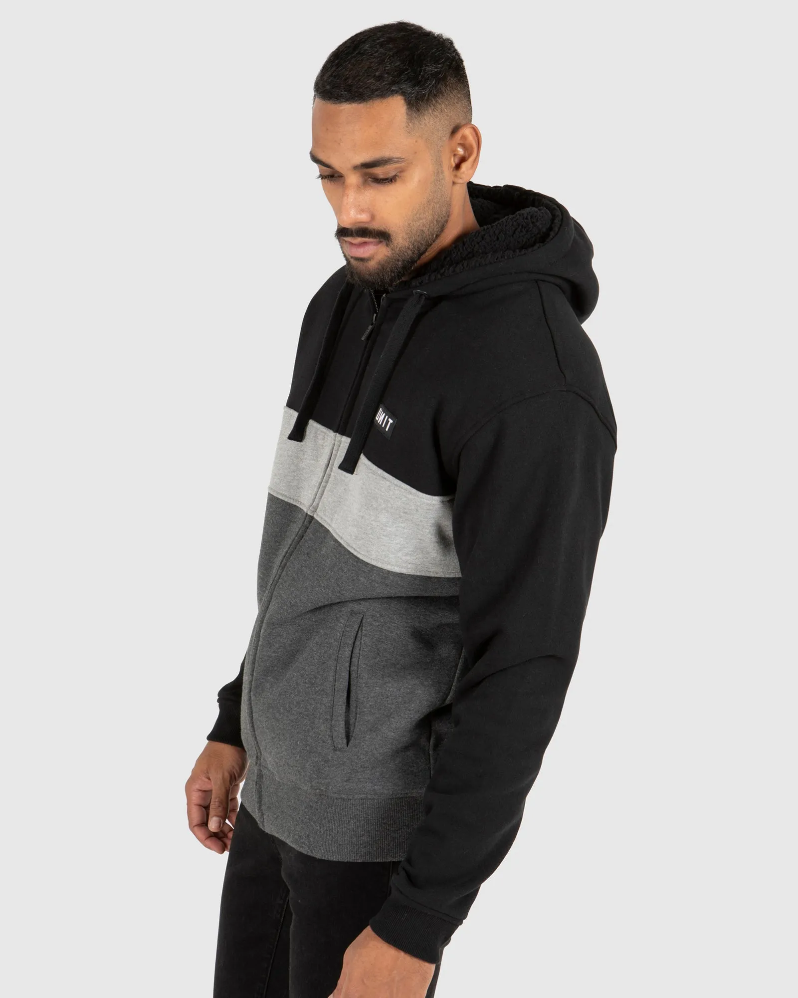 UNIT Mens Unite Zip Thru Hoodie - Sherpa Lined