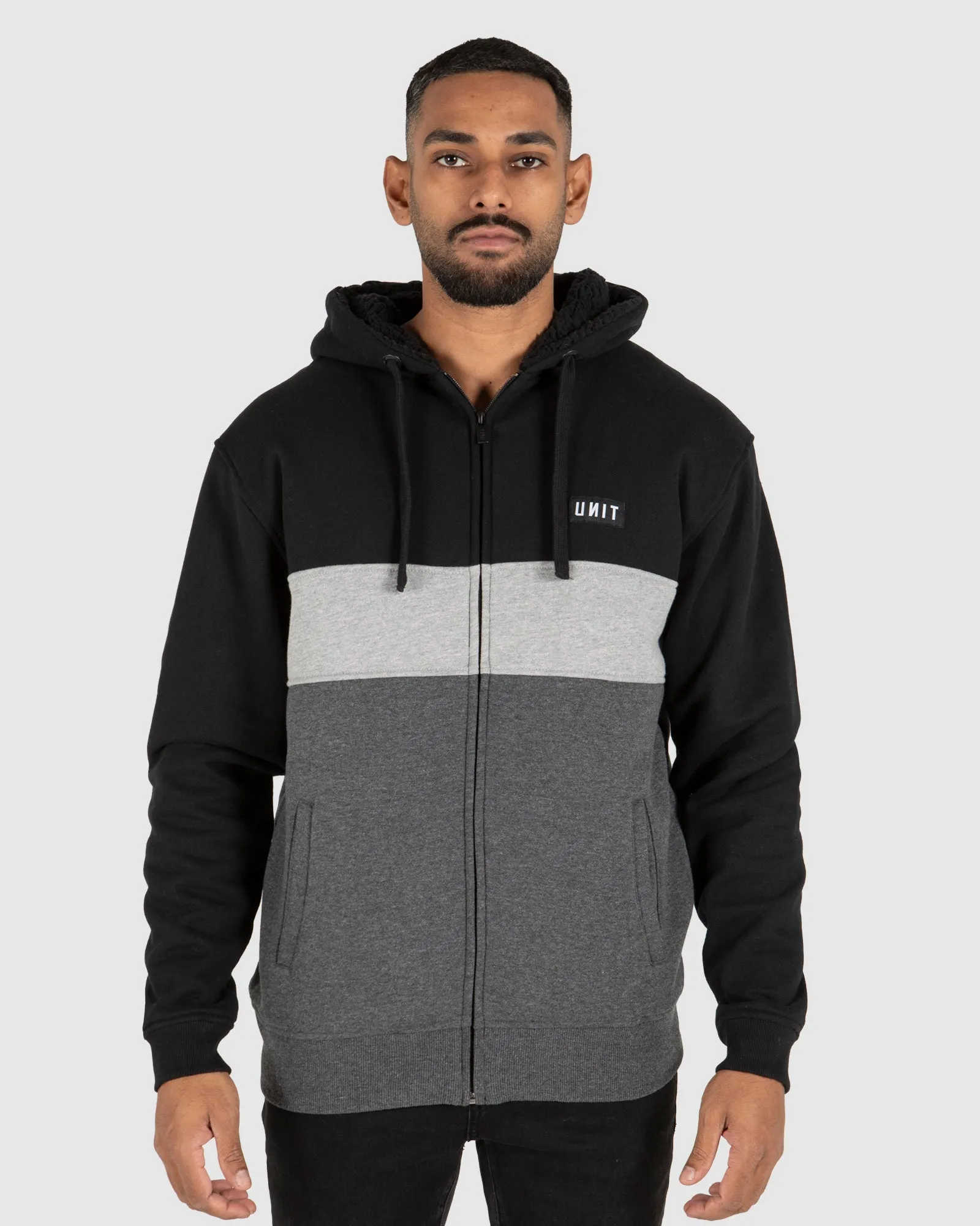 UNIT Mens Unite Zip Thru Hoodie - Sherpa Lined